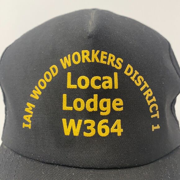 VTG Black Local Lodge 364 Snapback Trucker Hat OS Wood Workers Union Grandpa USA - Picture 10 of 12